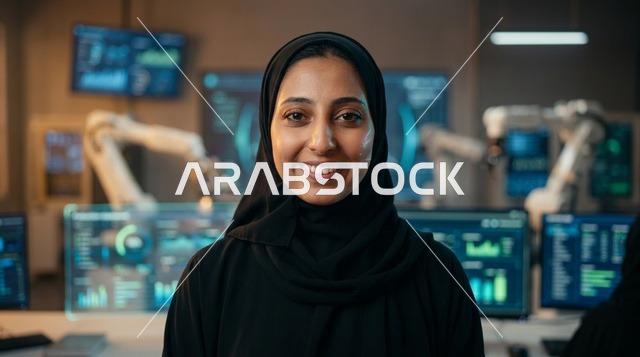 مهندسة سعودية في مختبر تقني للروبوتات والذكاء الاصطناعي