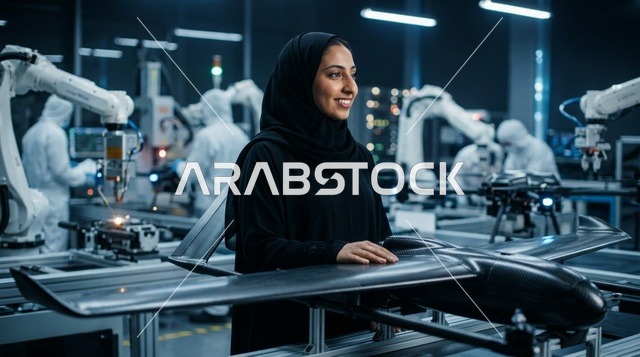 A Saudi engineer in a technical laboratory for robotics and artificial intelligence.