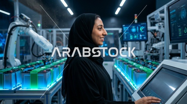 مهندسة سعودية تشغل لوحة التحكم في مصنع ذكي