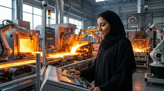 مهندسة سعودية في مختبر تقني للروبوتات والذكاء الاصطناعي