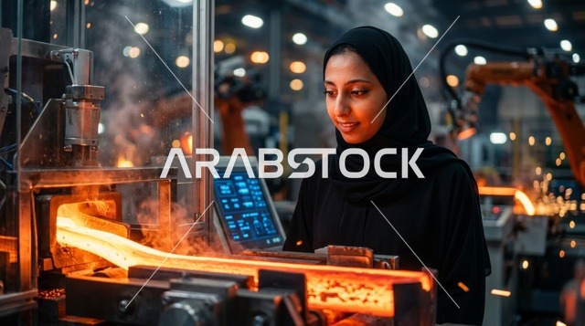 A Saudi engineer in a technical laboratory for robotics and artificial intelligence.
