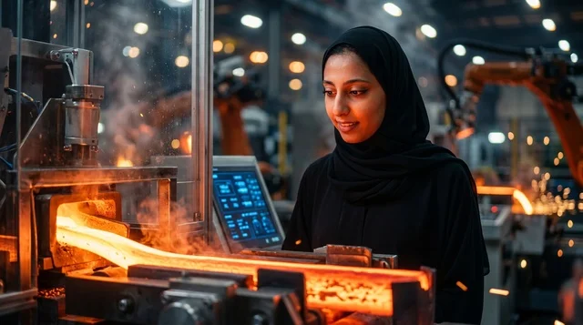 مهندسة سعودية في مختبر تقني للروبوتات والذكاء الاصطناعي