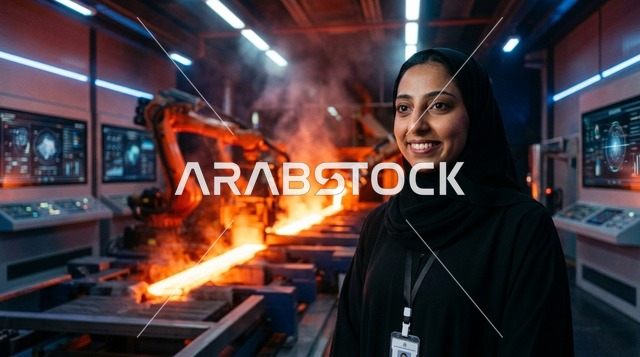 A Saudi engineer in a technical laboratory for robotics and artificial intelligence.