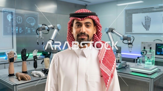 مهندس سعودي في مختبر الروبوتات والأطراف الصناعية