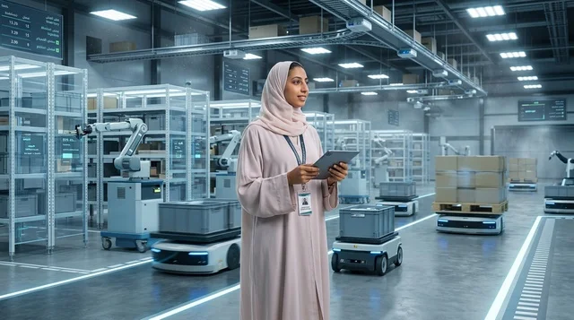 مهندسة إماراتية تستخدم التابلت في مستودع ذكي ومؤتمت