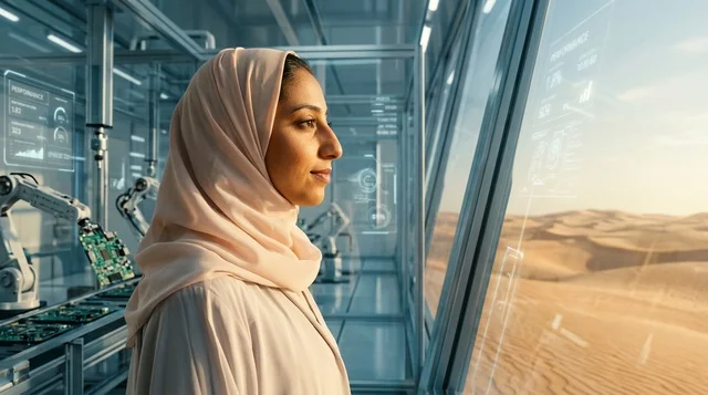 عالمة عربية في مختبر أبحاث صحراوي مستقبلي