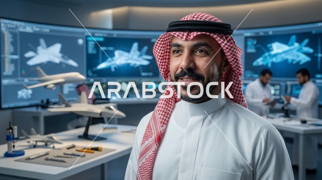 مهندس طيران سعودي داخل مركز تصميم وتحكم تقني متطور