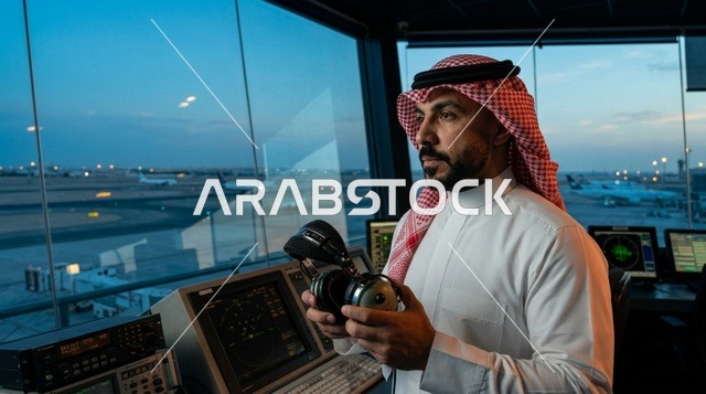 Saudi Air Traffic Controller inside Airport Control Tower
