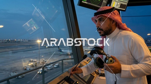 Saudi Air Traffic Controller inside Airport Control Tower
