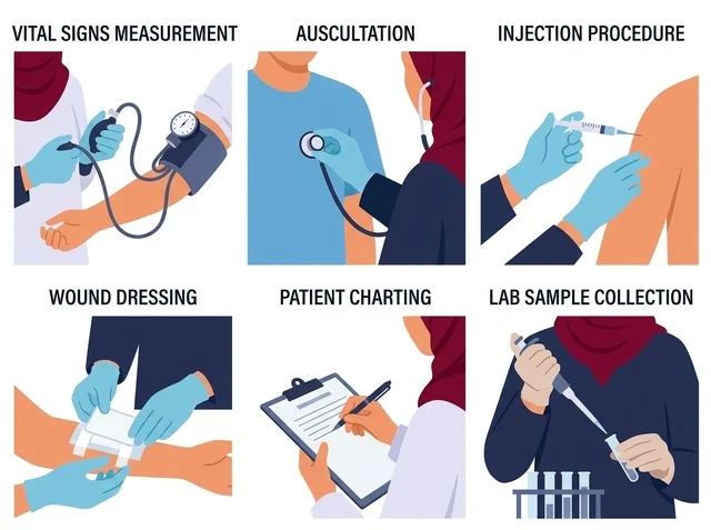 Hijabi Doctor Medical Procedures Vector Illustration