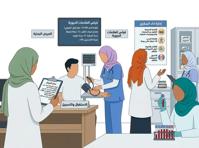 Arabic Medical Clinic Vector Illustration with Hijabi Doctors