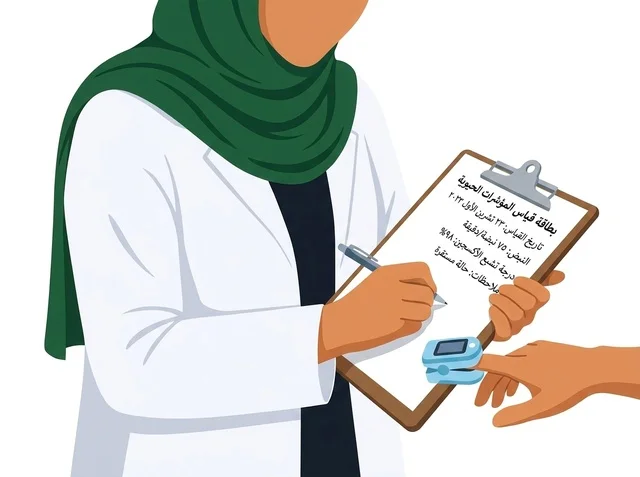 Muslim Female Doctor Writing on Medical Clipboard Vector
