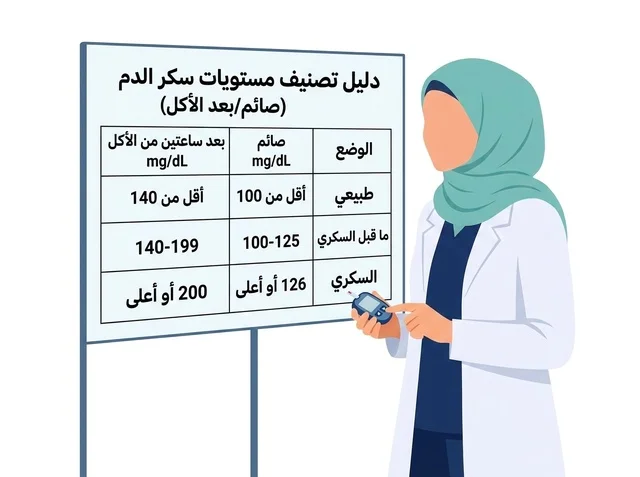 Doctor explaining blood sugar levels chart illustration