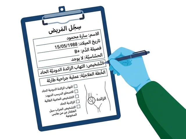 Arabic Patient Medical Record Vector Illustration