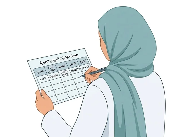 Muslim Female Doctor Filling Patient Vital Signs Chart