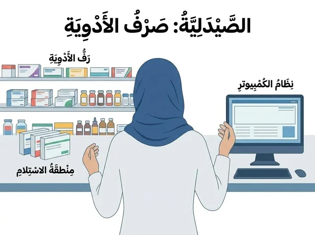 Pharmacy Medicine Dispensing Educational Illustration