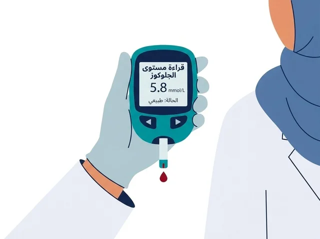 Glucometer Blood Sugar Test Arabic Vector Illustration