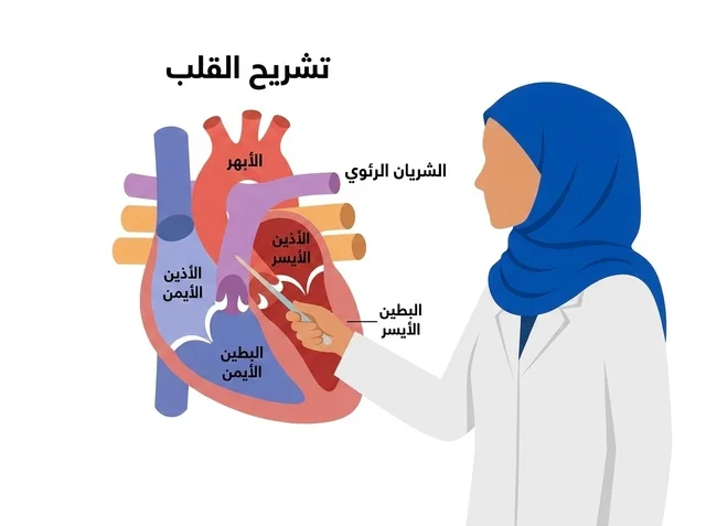 Muslim Female Doctor Explaining Heart Anatomy Diagram