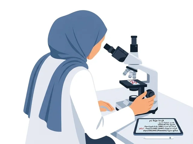 Female Muslim Scientist Using Microscope in Lab Vector