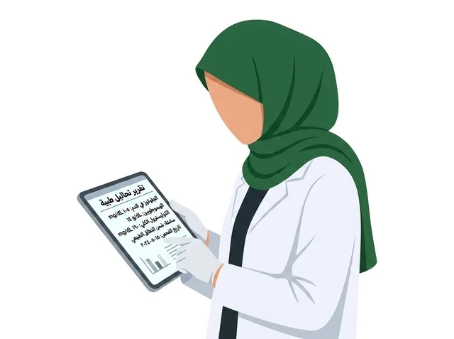 Muslim Female Doctor Holding Medical Tablet Vector