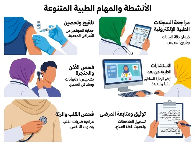 Medical Tasks Infographic with Arabic Text Vector