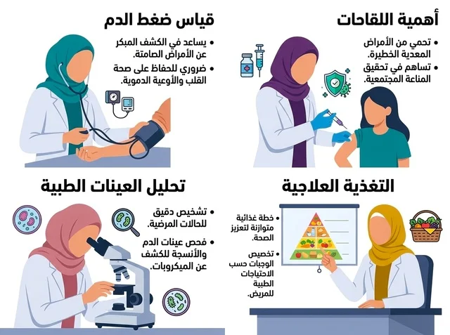 Healthcare Infographic with Muslim Female Doctors Vector