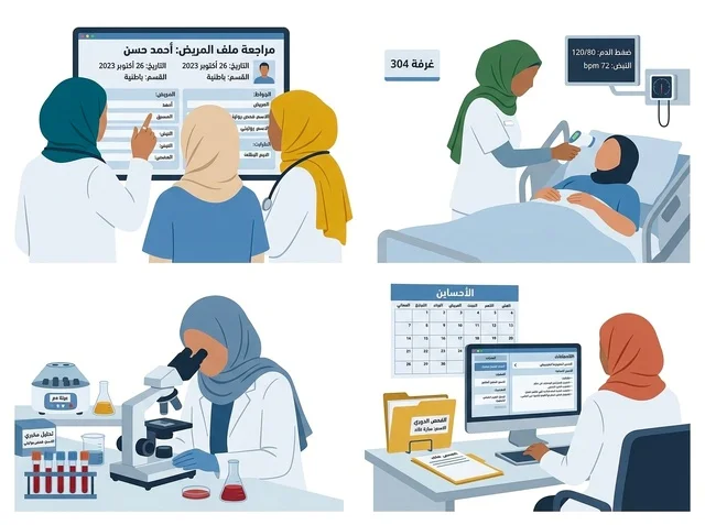 Arab Female Doctors Vector Medical Illustrations Set