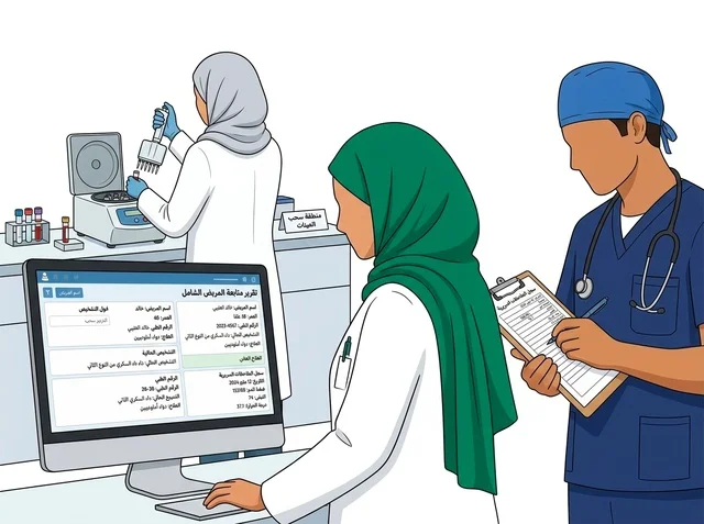 Arab Medical Laboratory and Healthcare Vector Illustration