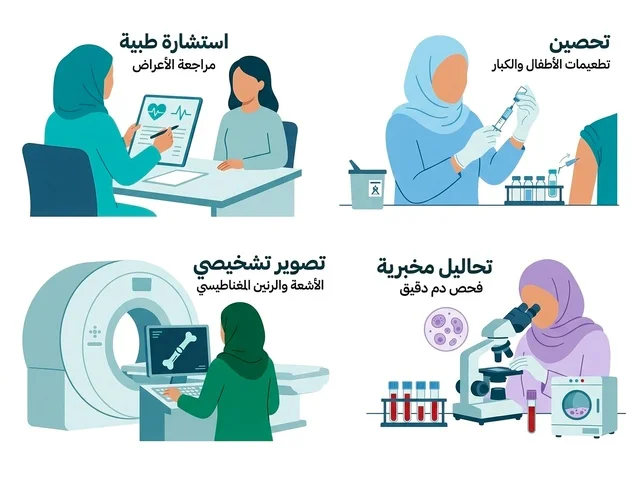 Arabic Medical Services Flat Vector Illustration