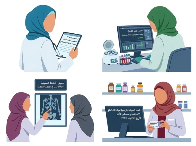 Muslim Female Doctors and Pharmacist Vector Illustration