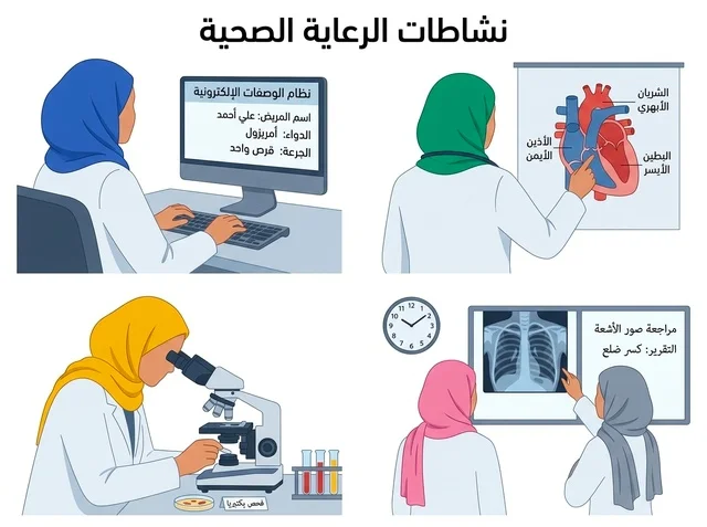 Muslim Female Doctors Healthcare Activities Vector