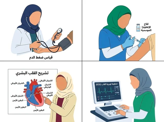 Arab Female Doctor Medical Vector Illustration Set
