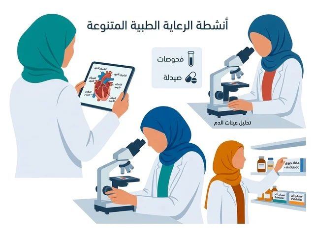 Muslim Female Doctors Medical Care Vector Illustration