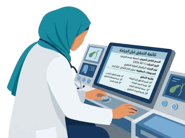 Muslim Female Doctor Operating Medical Monitor Vector