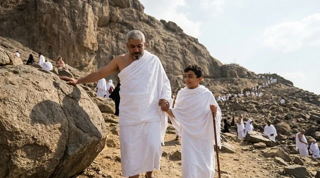 Saudi Pilgrims on Mount Arafat in Mecca During Hajj