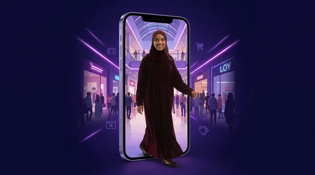 Arab Woman Online Shopping on Smartphone Digital Screen