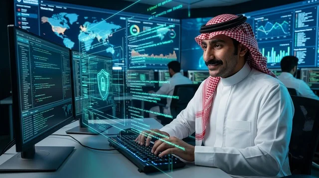 مهندس أمن سيبراني سعودي يعمل في مركز البيانات الرقمية