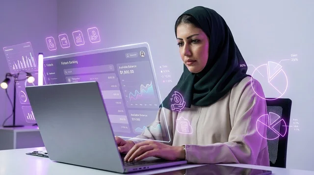 سيدة أعمال سعودية تحلل الرسوم البيانية المالية الحديثة