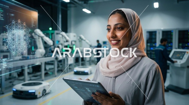 مهندسة سعودية تستخدم الجهاز اللوحي في مصنع ذكي