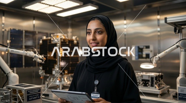 مهندسة فضاء إماراتية بالعباءة في مختبر الأقمار الصناعية
