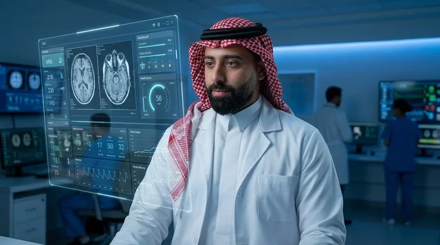 طبيب سعودي يستخدم شاشة هولوغرام لمسح الدماغ بمستشفى متطور