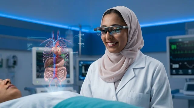 Saudi Female Doctor Using Medical Hologram Technology