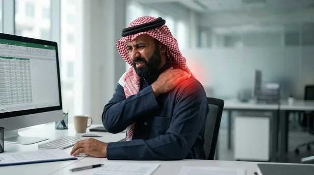 رجل أعمال سعودي يعاني من ألم