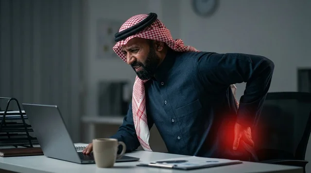 رجل أعمال سعودي يعاني من ألم