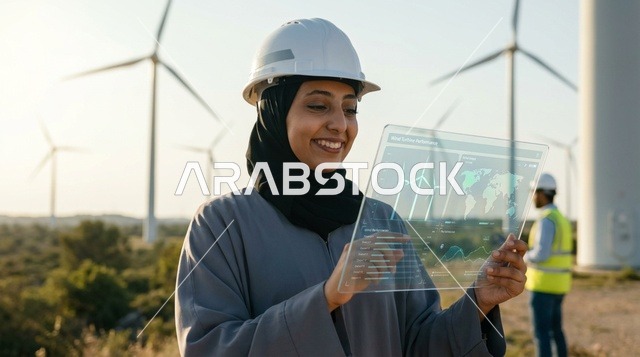 مهندسة إماراتية في محطة طاقة الرياح