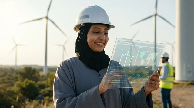 مهندسة إماراتية في محطة طاقة الرياح
