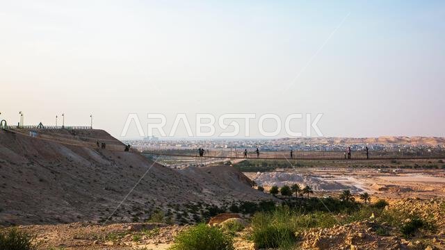 Scenic Views from Al Shuba Hanging Bridge Trail in Al Ahsa, Eastern Province near Al Hofuf, Saudi Arabia.