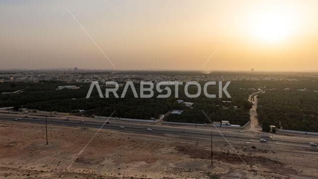 Scenic Views from Al Shuba Hanging Bridge Trail in Al Ahsa, Eastern Province near Al Hofuf, Saudi Arabia.