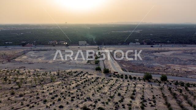 Scenic Views from Al Shuba Hanging Bridge Trail in Al Ahsa, Eastern Province near Al Hofuf, Saudi Arabia.