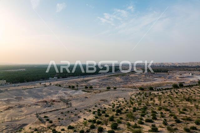 مناظر خلابة من ممر جسر الشعبة المعلق في الأحساء، المنطقة الشرقية بالقرب من الهفوف، المملكة العربية السعودية.